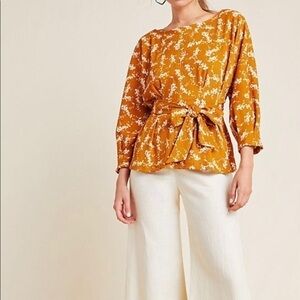 ANTHROPOLOGY dolman sleeve floral blouse size XS